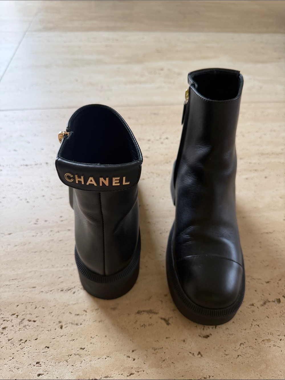 CHANEL Black Leather Boots